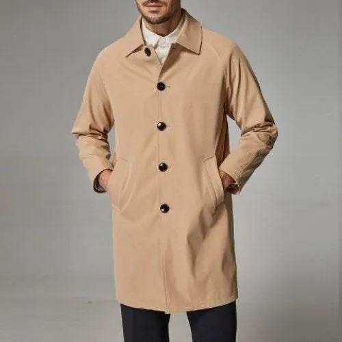 Men's mid-length loose rabbit fur trench coat in khaki, sizes M to 5XL, youth fashion style