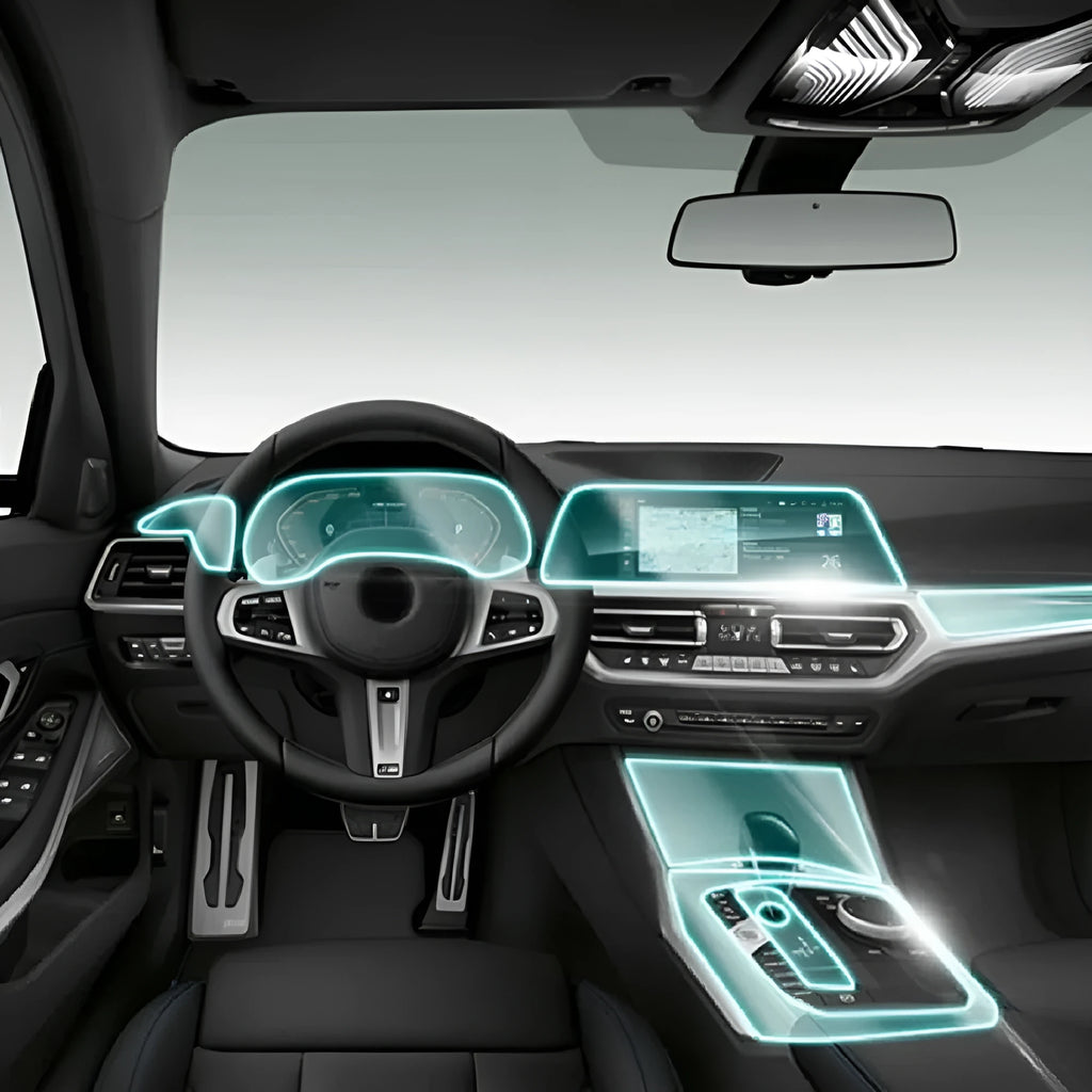 Transparent TPU car protective film for BMW 3 Series central control and gear area