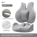 Medium grey cotton waist protection cushion set with adjustable lumbar support for office desk chair