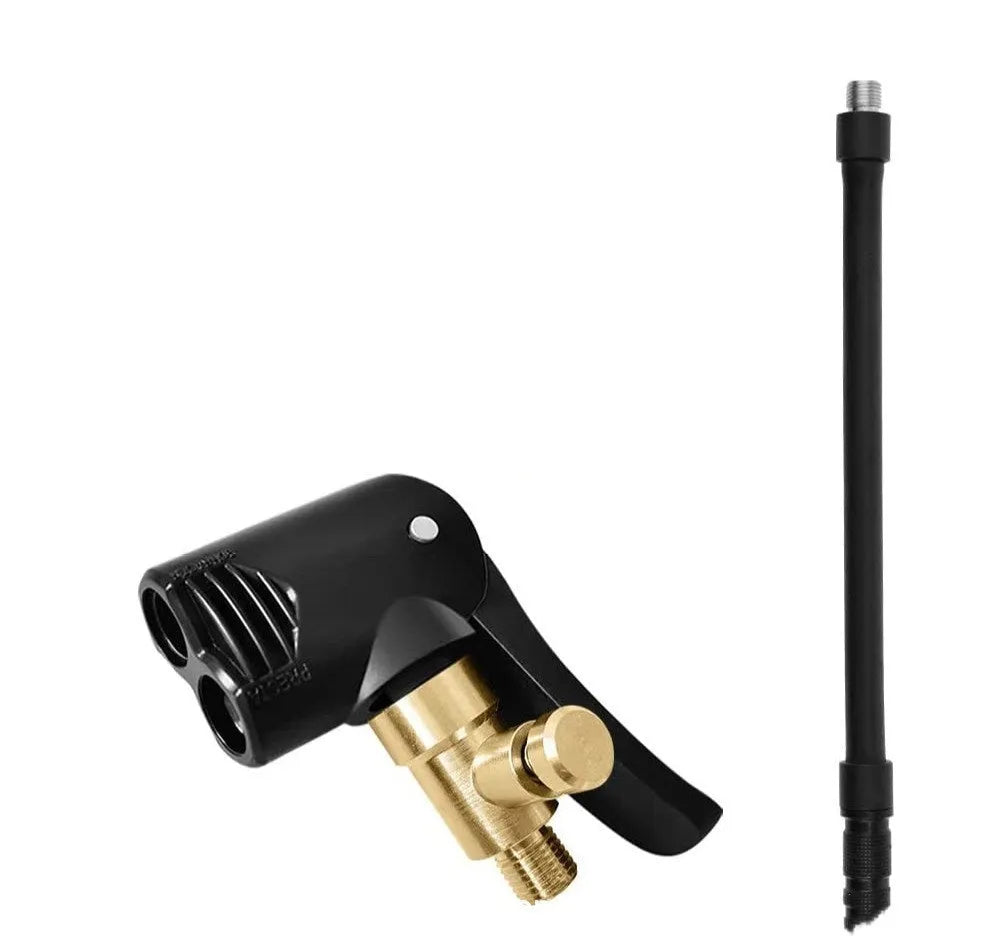 Vehicle air conversion inflatable chuck two-in-one nozzle set with 16 cm hose and two connectors