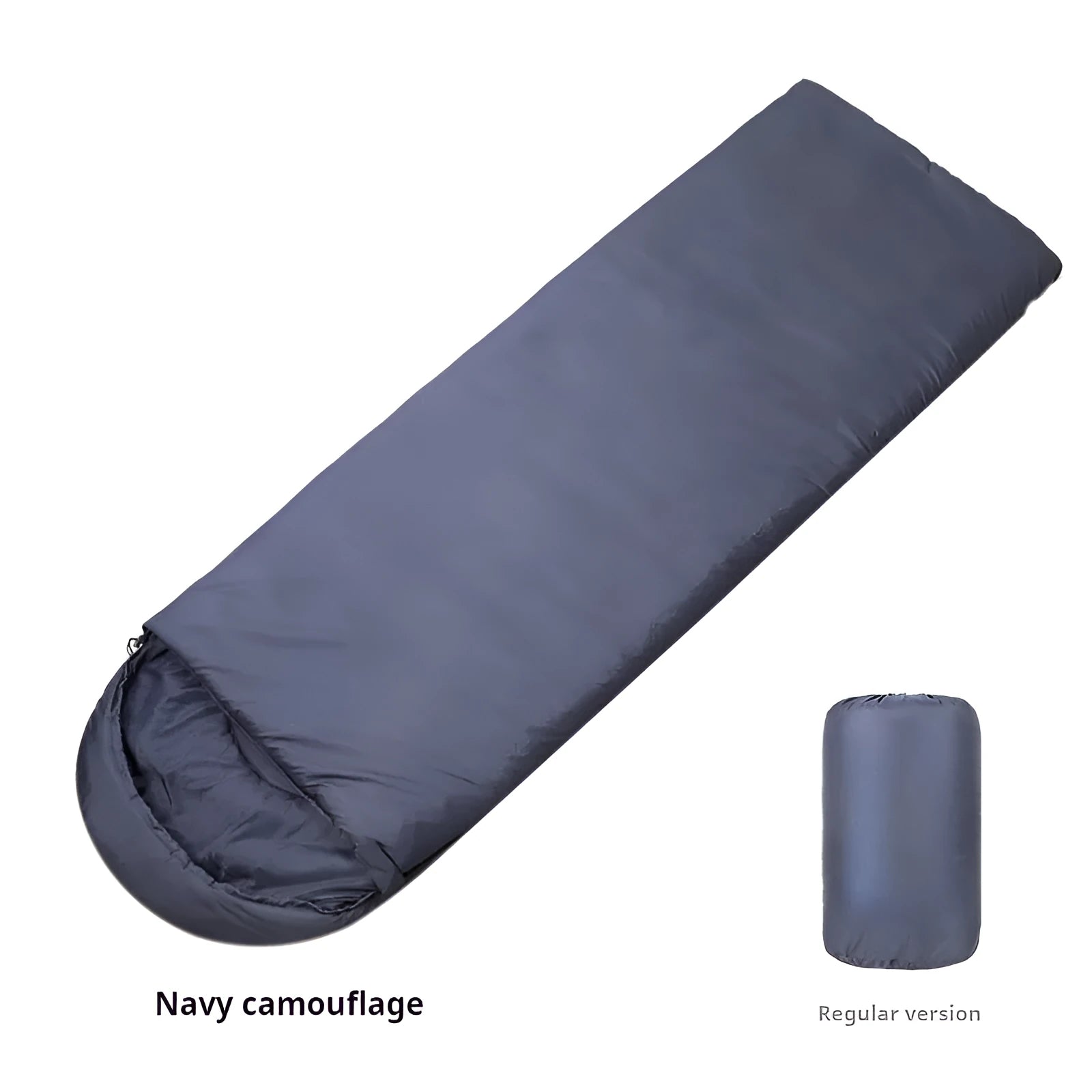 Navy blue envelope sleeping bag with hollow cotton filling for winter camping and outdoor use