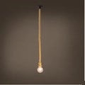 Hemp rope chandelier with grass vine body, single head, retro industrial style for bar restaurant loft