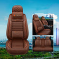 Universal leather car seat cushion with high elastic sponge filler, shown in a red colour.