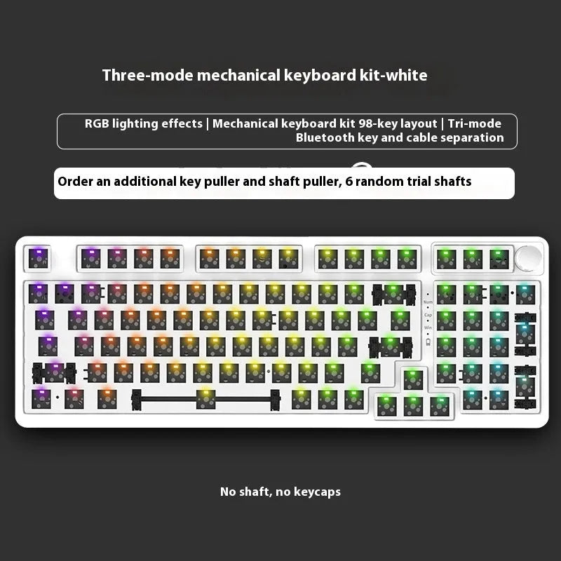 98 key wireless Bluetooth mechanical keyboard with display screen and metal knob