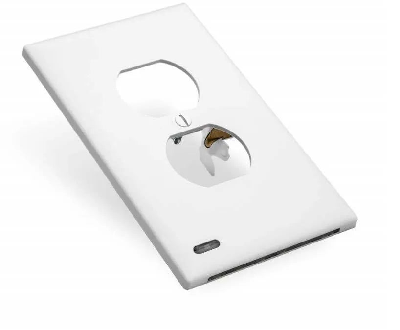 White socket induction light plugged into wall outlet with LED illumination