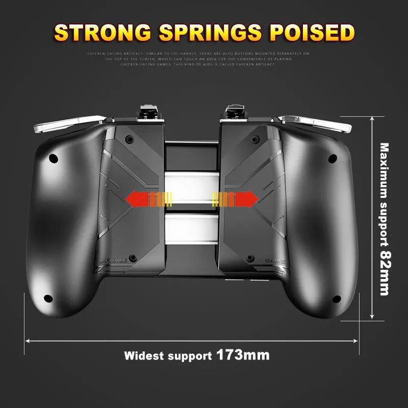 Adjustable mobile game handle showing telescopic clamp in black colour