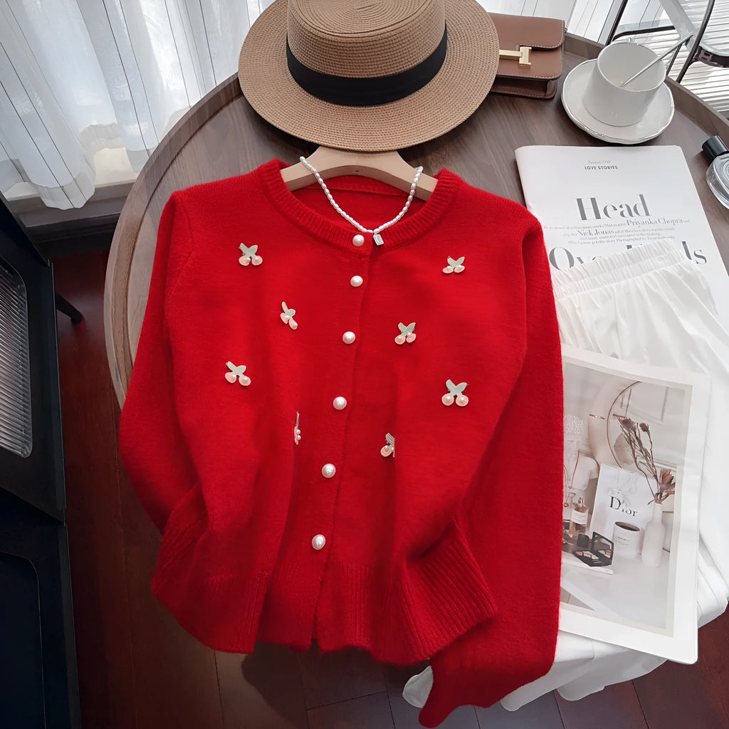 Cashmere cardigan coat with beaded detailing in slim fit design