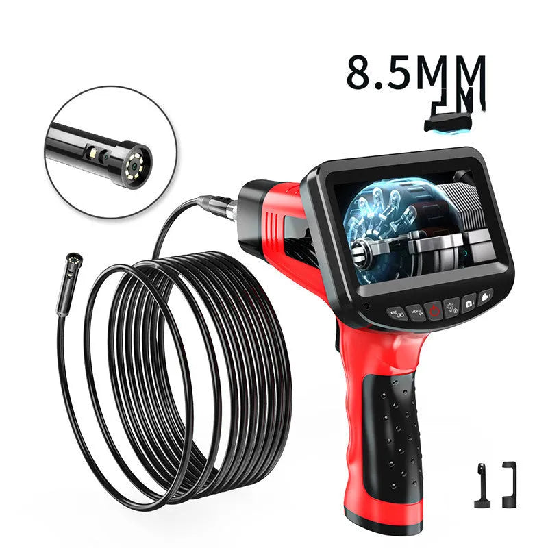 8.5mm dual-lens endoscope inspection camera with flexible snake pipeline and hard wire cable options