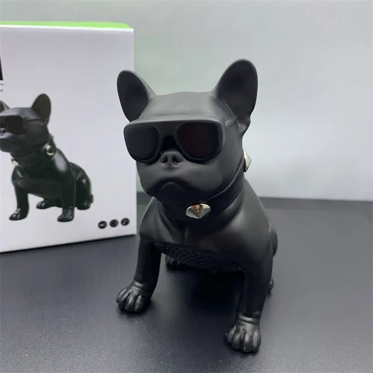 Mini full body bulldog Bluetooth speaker in black, red, or white colours with wireless connectivity