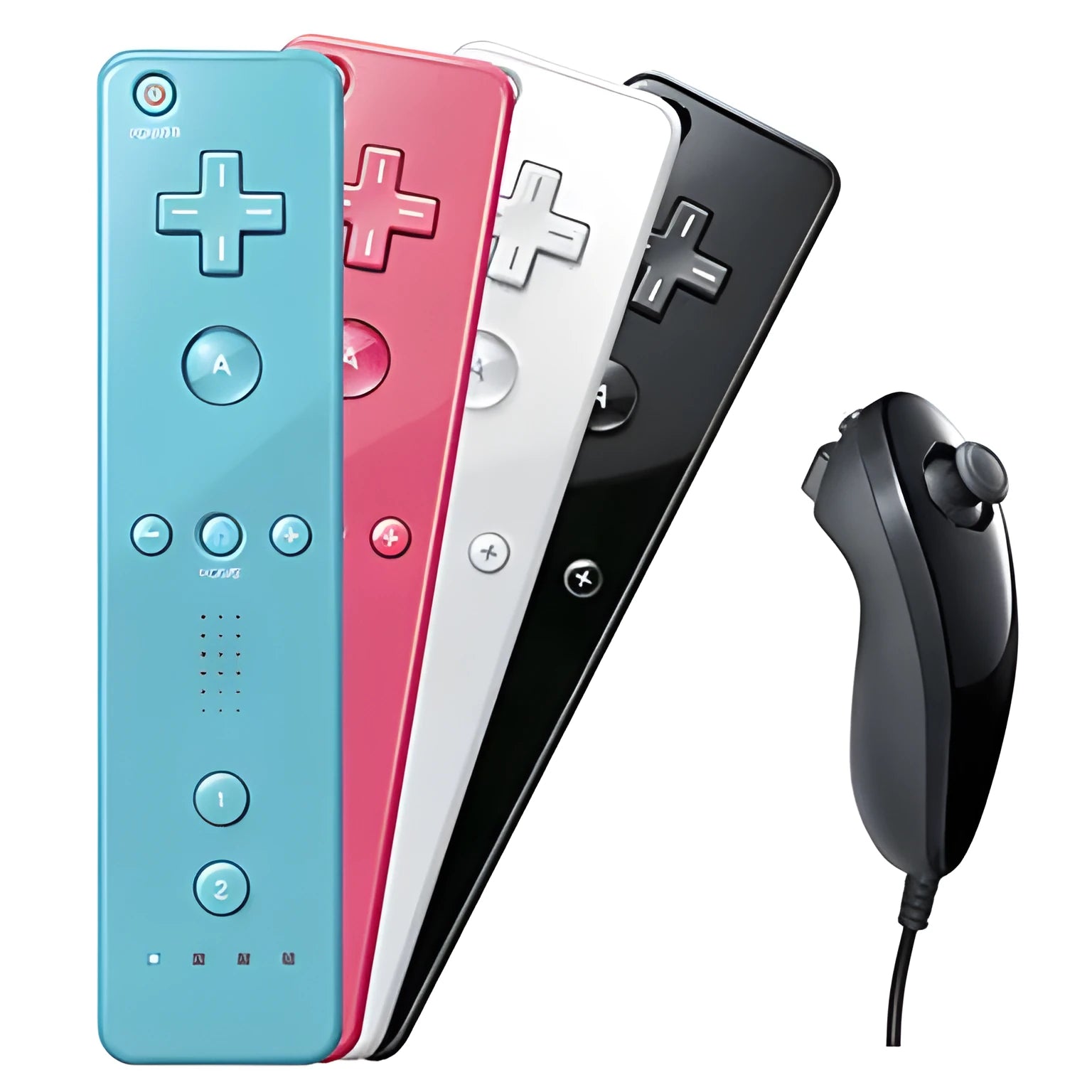 Wii left and right gamepad controllers with rubber sleeve attachment in multiple colour options