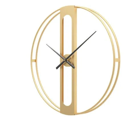 Round metal wall clock measuring 50cm in diameter available in black or gold colour
