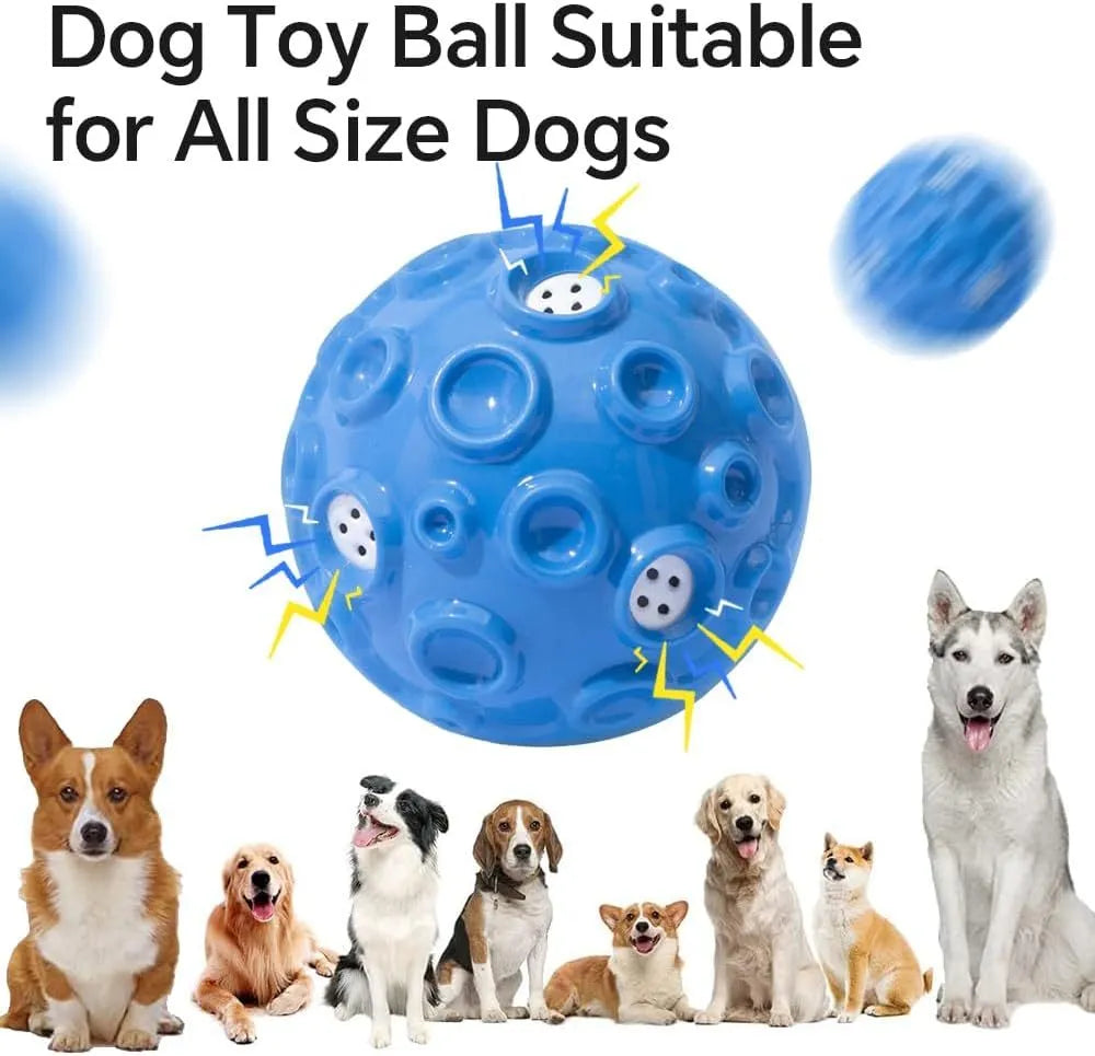Durable natural rubber dog chew toy ball in assorted colours with a textured surface.