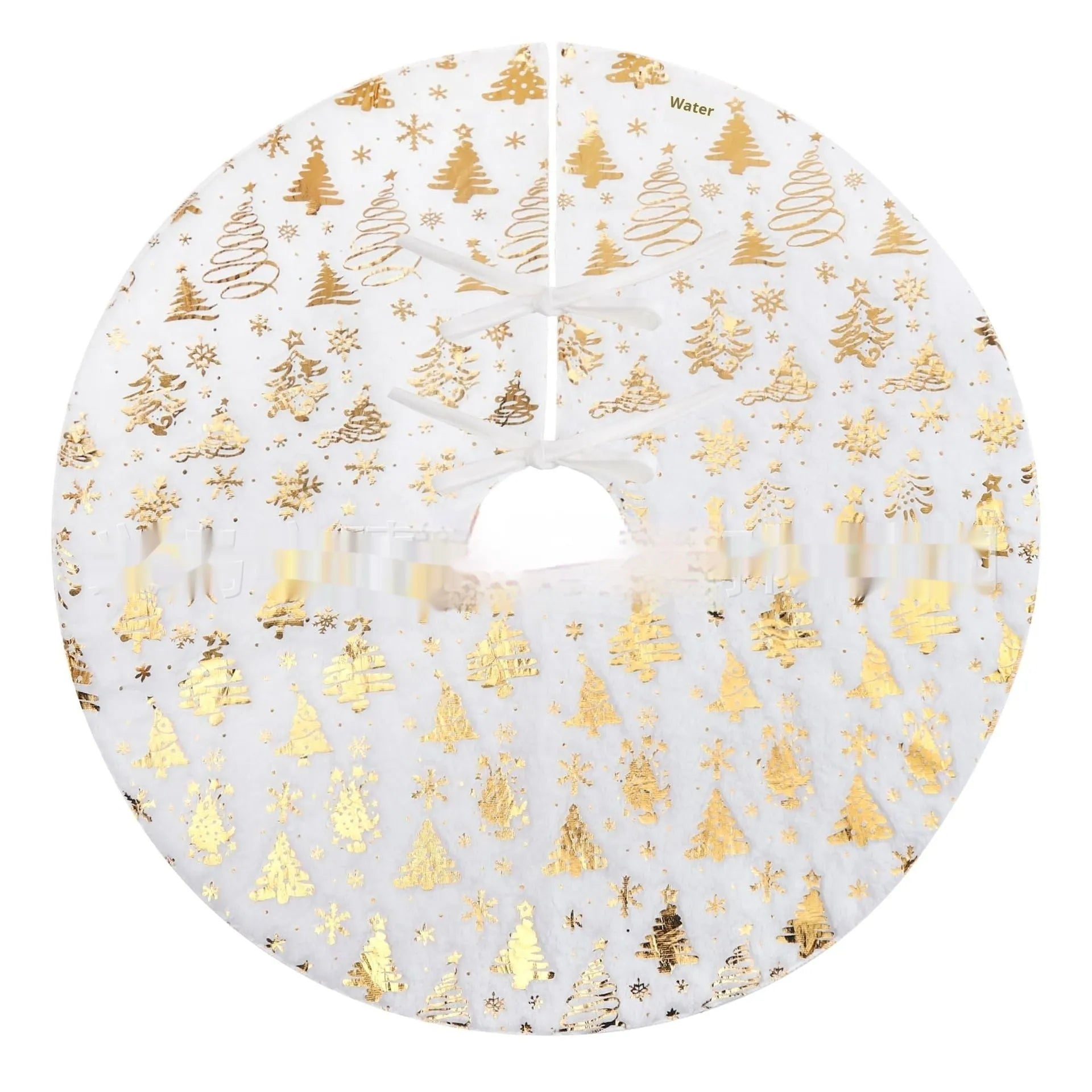 Plush Christmas tree style rug mat on floor in one of four available sizes.