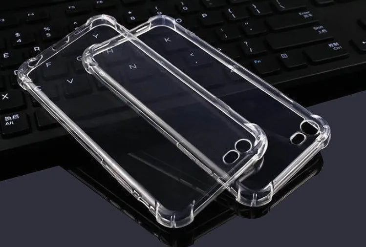 Transparent TPU back cover case for iPhone, showing clear design on a phone.