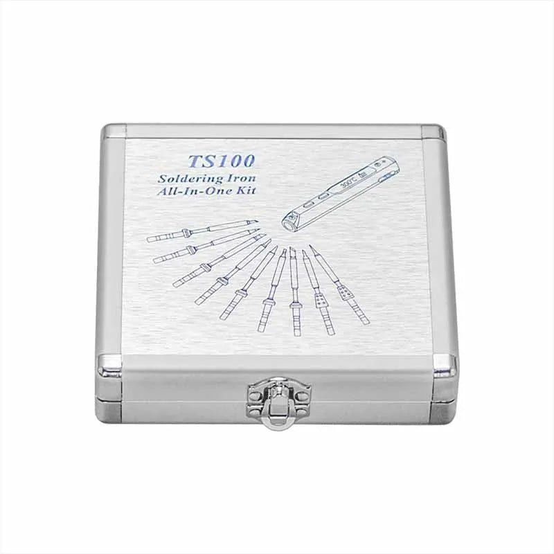 Silver aluminium storage box for soldering iron, 154 x 147 x 36mm
