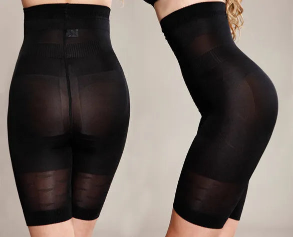 Women's black seamless high waist shapewear shorts for tummy control and smoothing