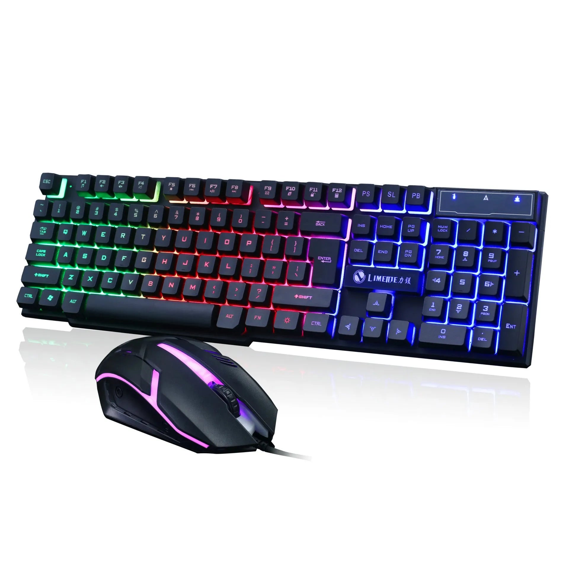 Limei GTX300 gaming keyboard and mouse set in black orange glow colour with backlight illumination