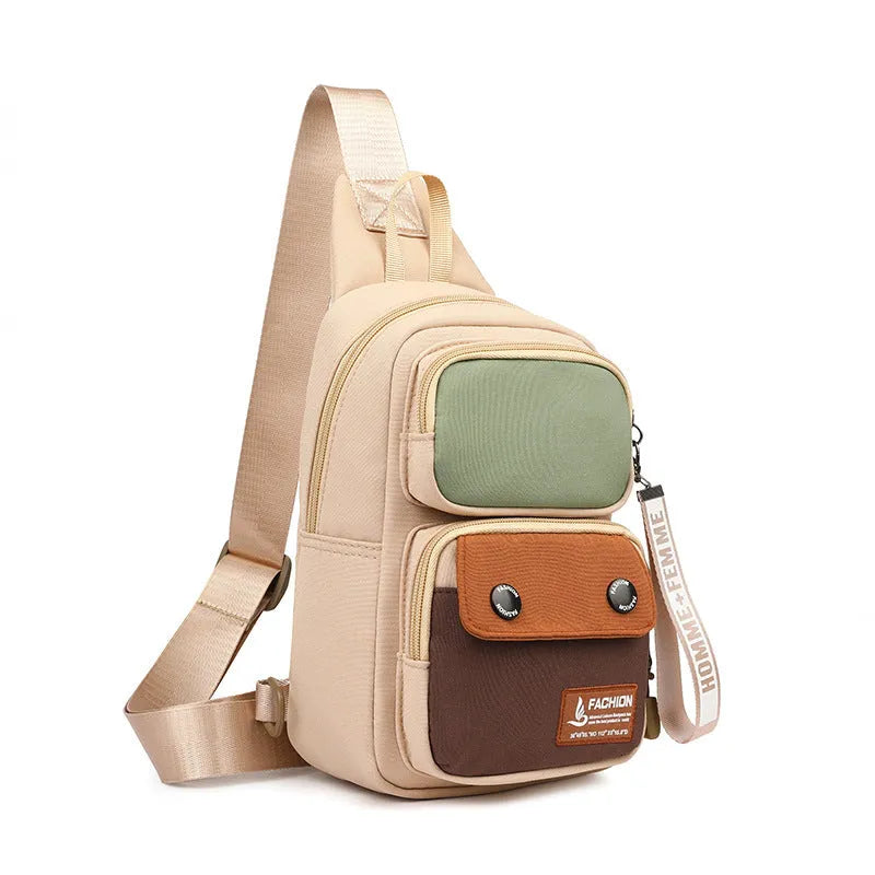 Outdoor leisure crossbody shoulder bag in nylon with letters pattern design