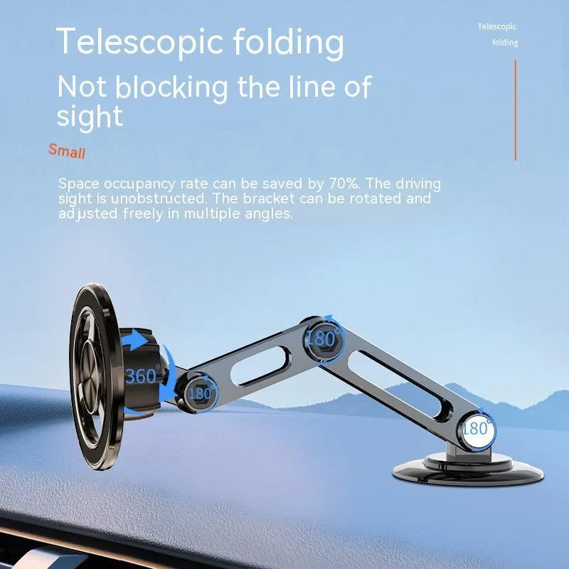All-metal magnetic car phone holder with magnetic rings and adhesive pads in black, silver, gold, and rose gold options