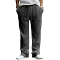 Men's loose fit high waist straight leg casual trousers in army green colour