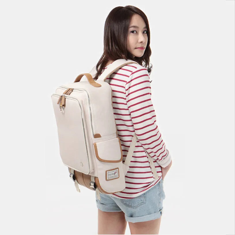 Modern men's Oxford cloth backpack in seven colour options showing 30x16x46cm dimensions