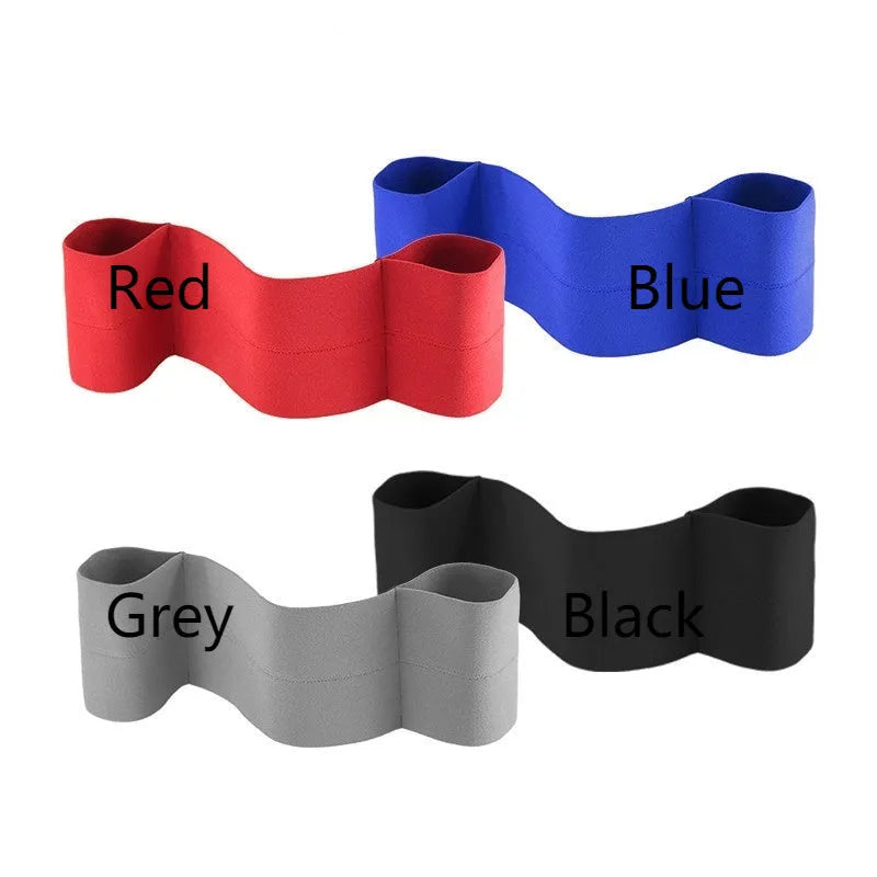 Elastic elbow support bandage for sports, shown in red, available in sizes S, M, and L.