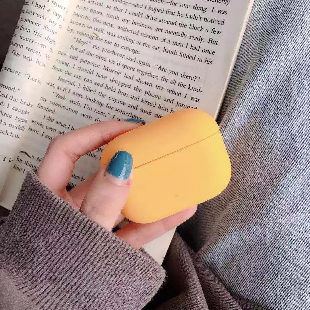 Plastic protective case for AirPods Pro showing multiple colour options
