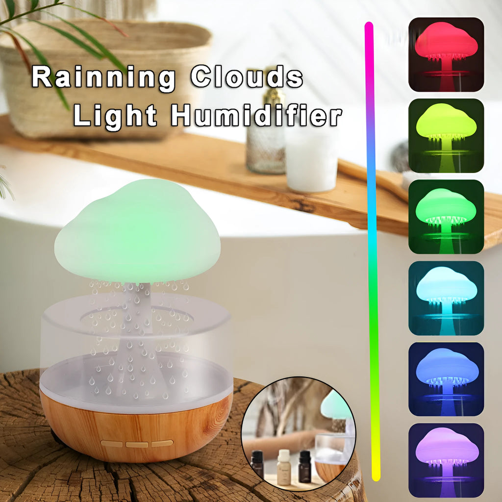 White raining cloud design micro humidifier with night light and aromatherapy diffuser