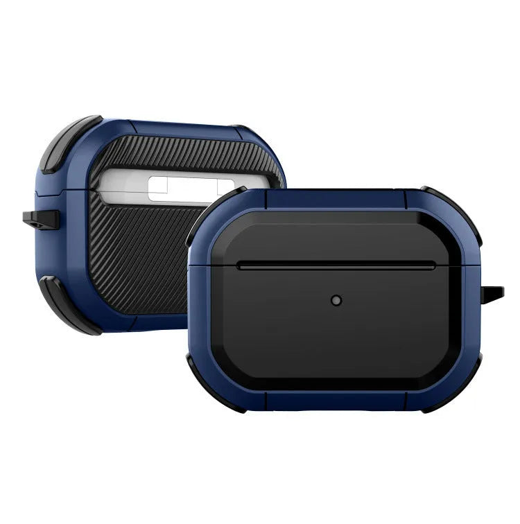 Hard protective shell case for Apple AirPods shown in multiple colours: black, red, pink, green, and yellow.
