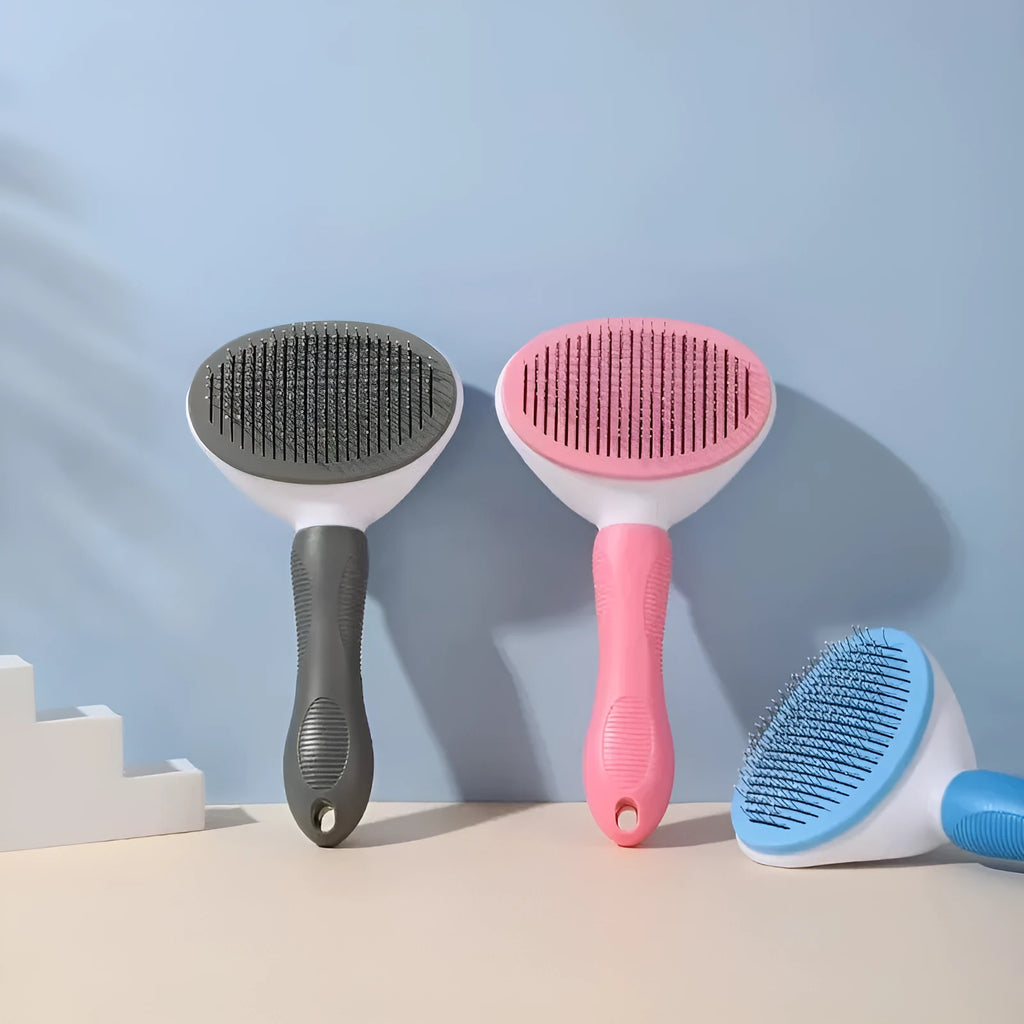 Pet comb for hair removal with stainless steel teeth and ABS handle, available in multiple colours