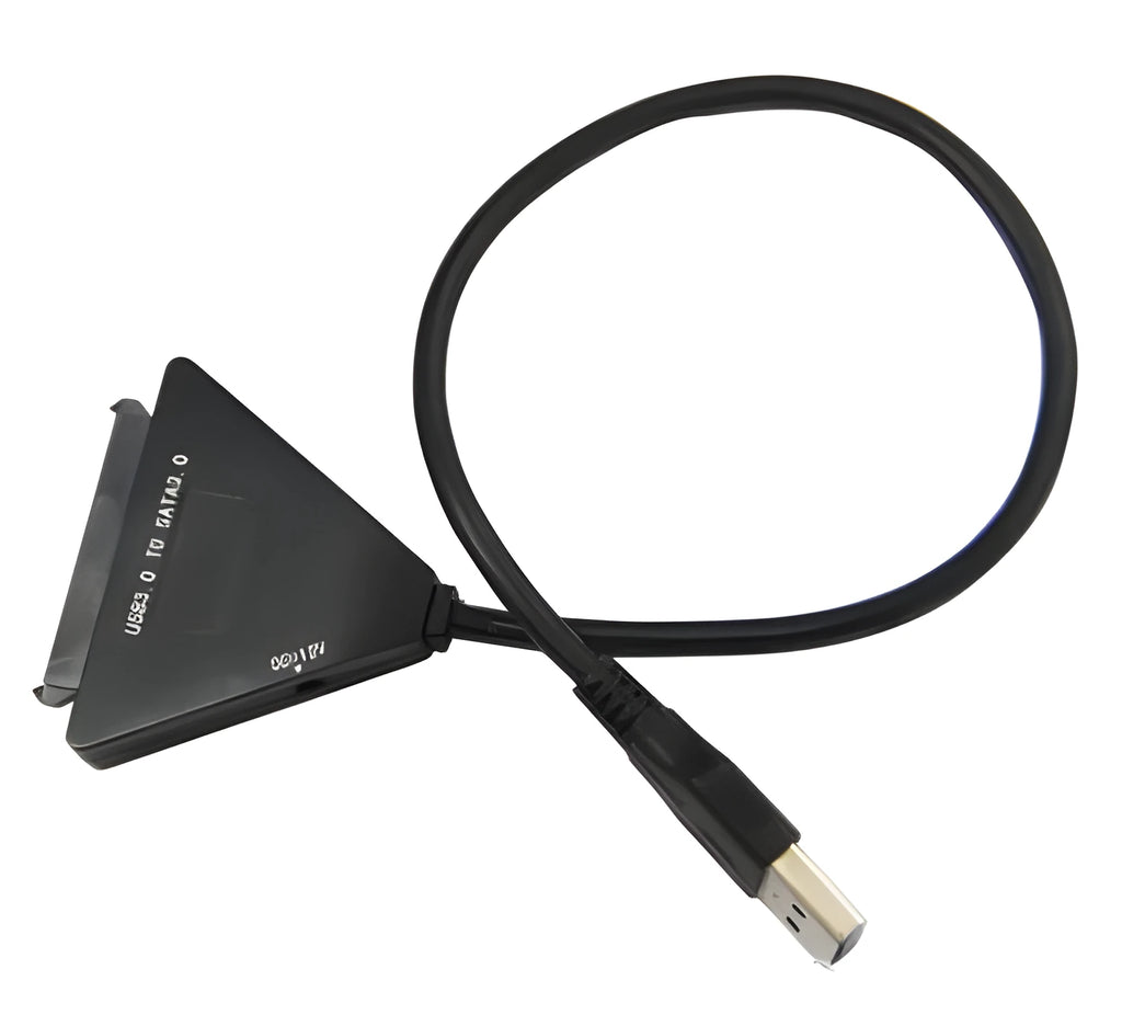 Black USB 3.0 to SATA adapter cable for connecting 2.5-inch and 3.5-inch hard drives to computers