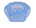 Folding pet fence 120x38 cm blue with breathable zipped cover and waterproof base