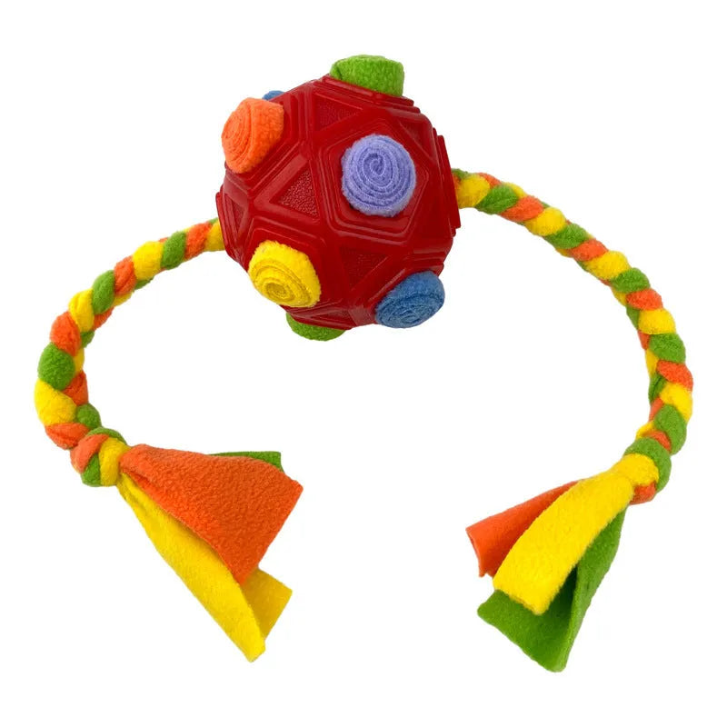 Pet sniffing ball dog puzzle toy in blue colour with bite resistant design for treat dispensing