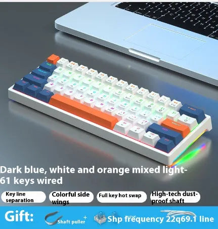 61-key compact mechanical keyboard with wired hot-plug design in multiple colour options