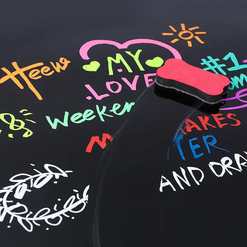 Electronic fluorescent plate highlighter with plastic shell and oblique tip, showing 8-colour and 12-colour set options.