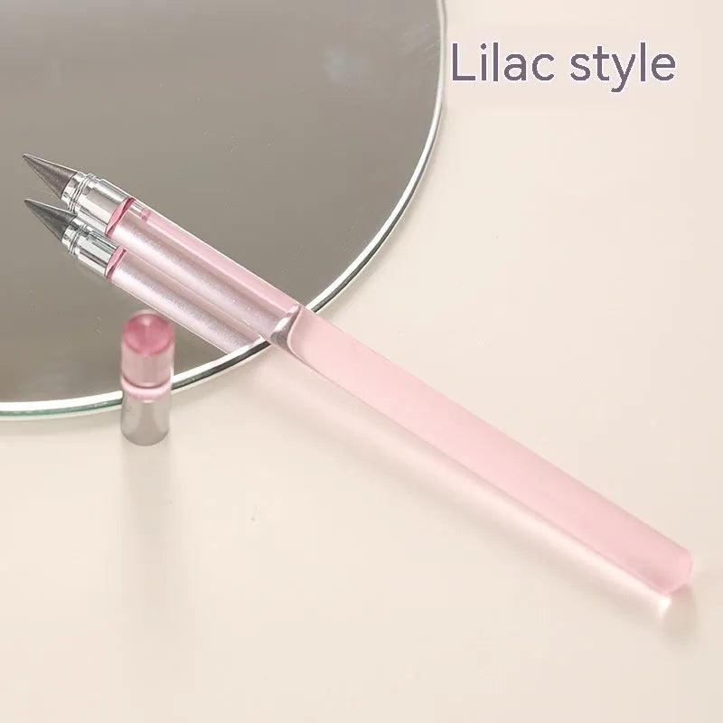 Acrylic transparent rod eternal pencil with alloy head and HB lead in beige colour