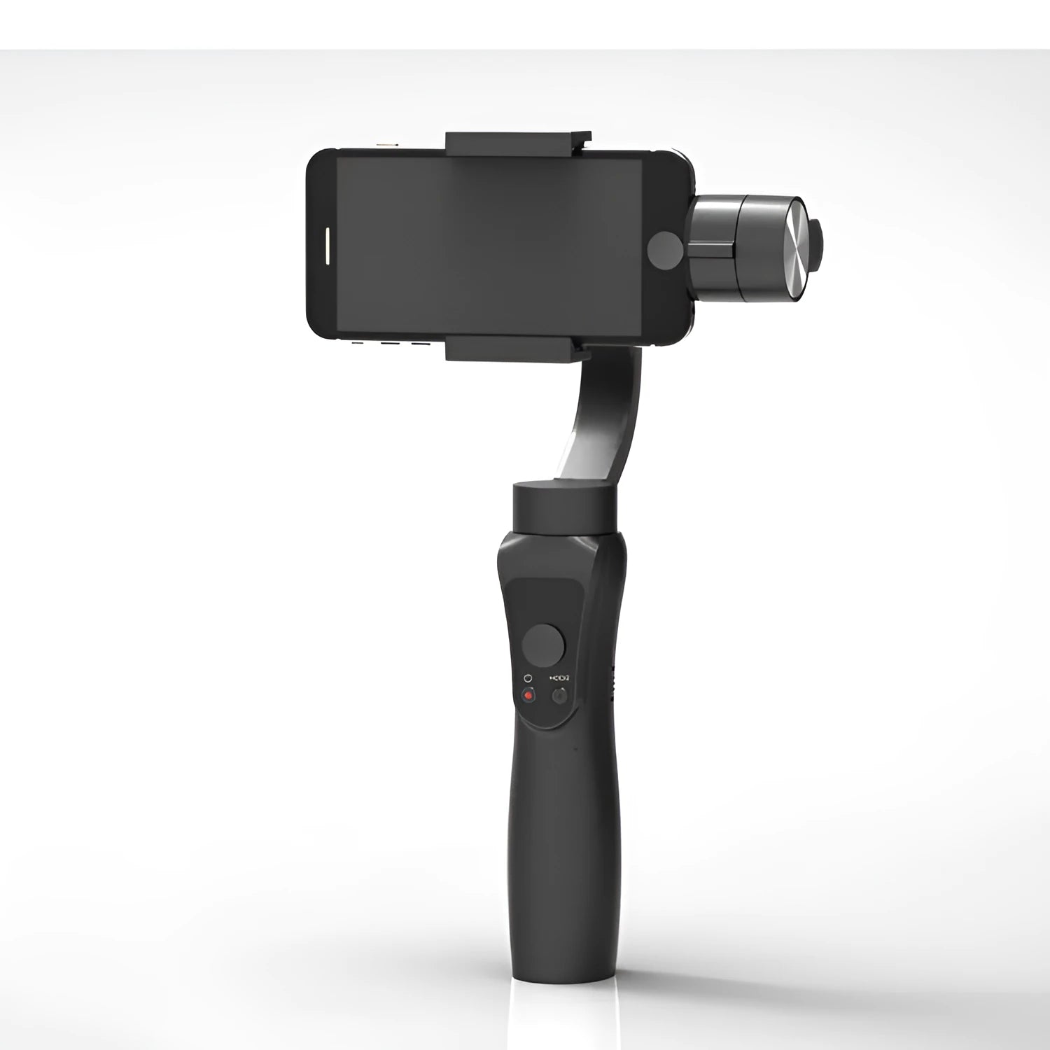 Black 3-axis handheld gimbal for smartphones under 6.5 inches, plastic construction
