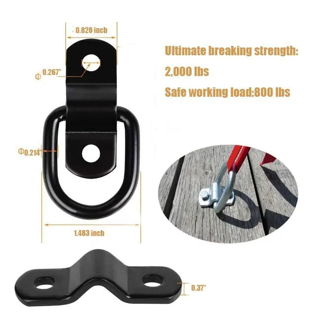 Galvanised carbon steel truck floor hook with black finish for cargo securement