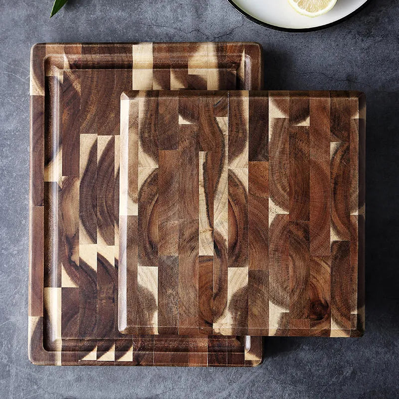 Brown acacia wood parquet cutting board 3cm thick for kitchen chopping