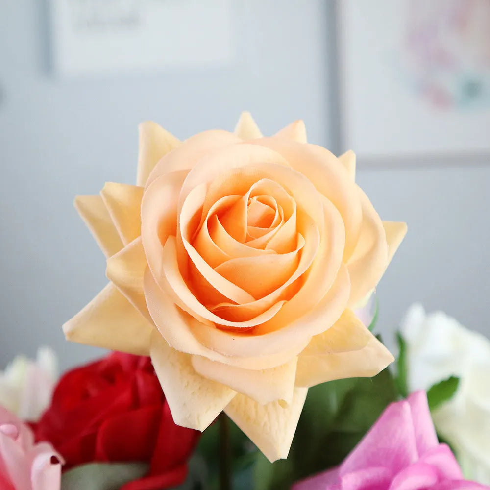Touch Rose Moisturizing Hand Feeling artificial flower in silk fabric with 8.5cm head on 42cm stem