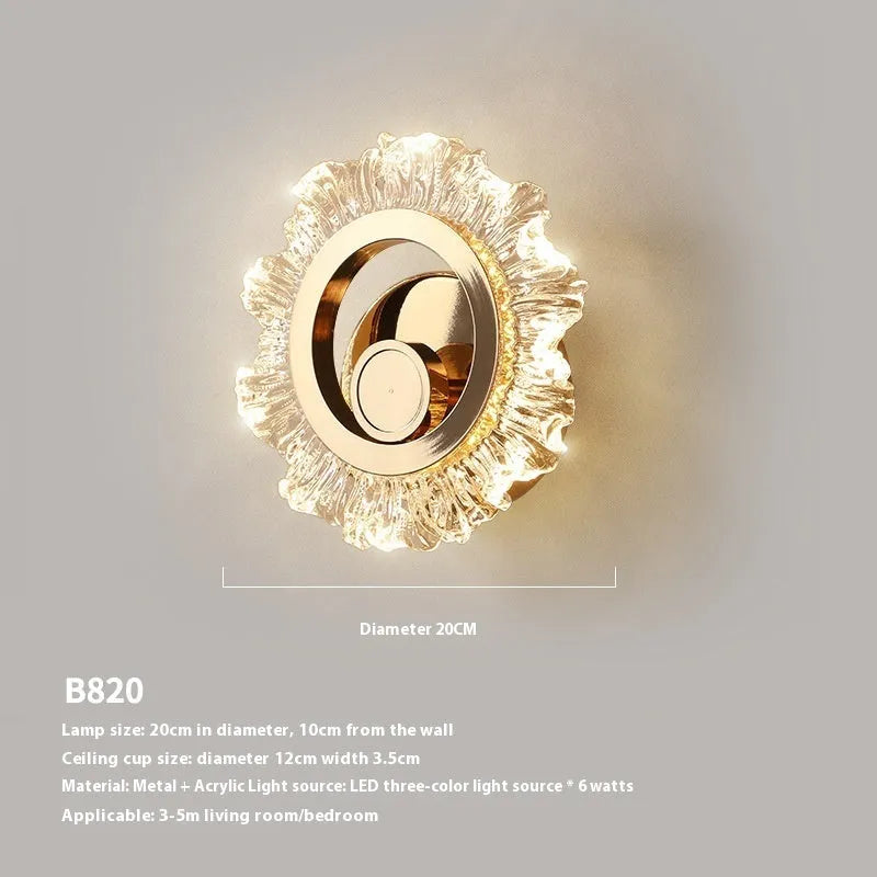 High Sense modern acrylic wall lamp showing three colour light settings on a white wall.