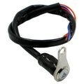 Black motorcycle double flash switch with metal button and LED light ring for lighting control
