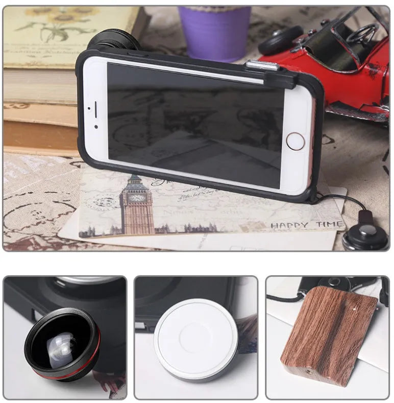 Black mobile phone fill light lens case for Apple 6 6S 7 8 with built-in LED light