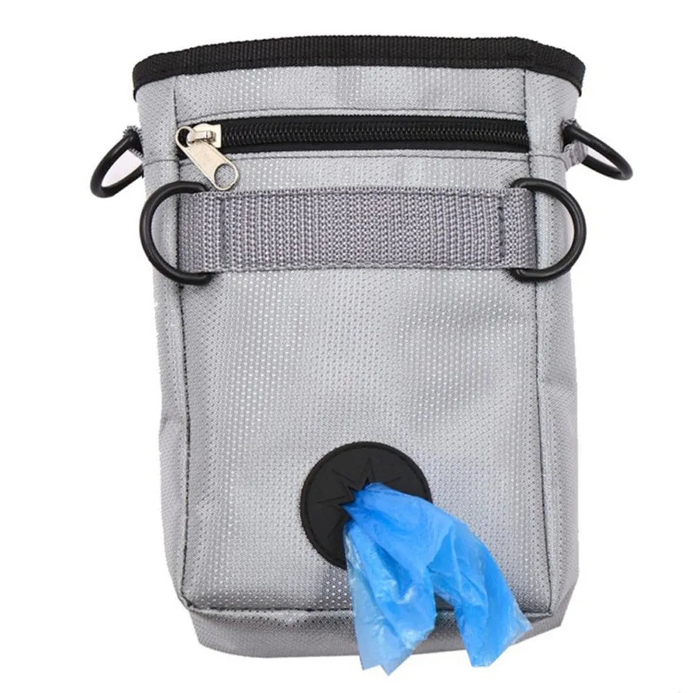 Dog training belt bag in black, Oxford cloth and polyester, size 11.5 by 5.5 by 17 cm, with adjustable belt