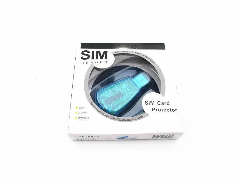 Blue external USB SIM card reader for PC to manage phonebooks and SMS messages