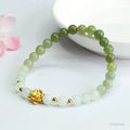 Hand-woven Hetian jade clear water gradient bracelet with lotus flower shape, 6mm beads, 17cm length