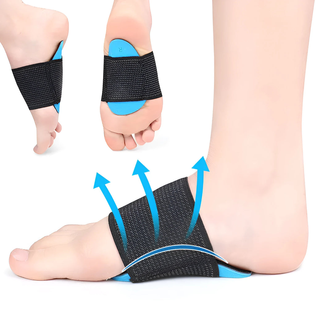 Blue elastic bandage foot pad for flat foot arch support, suitable for adults and children