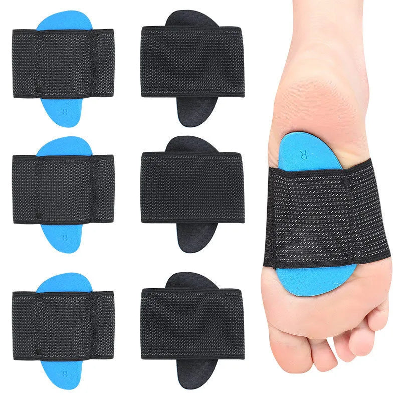 Blue elastic bandage foot pad for flat foot arch support, suitable for adults and children