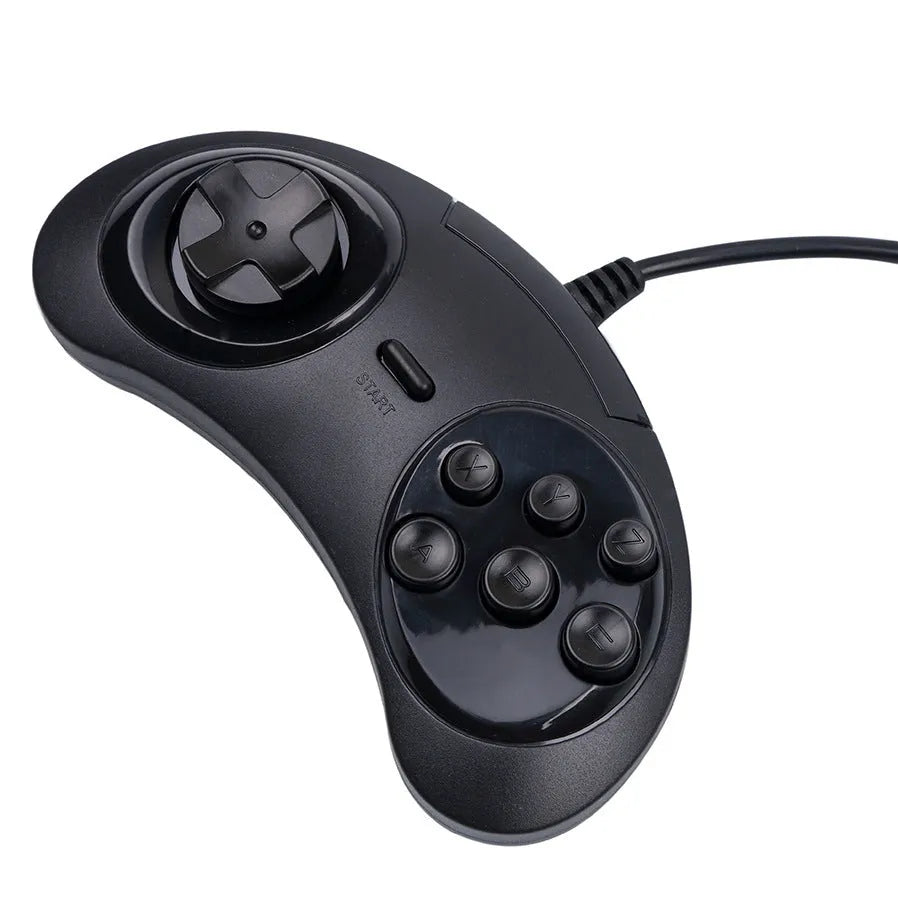 Black Sega USB PC game controller with 1.8 metre cable showing 15.5cm length