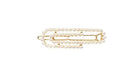 White pearl hair clip set with geometric weaving pattern on metal acrylic base